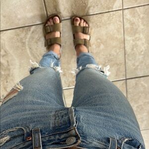 Levi's High Rise Blue Jeans with Distressed Details